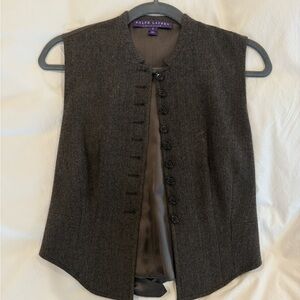 Ralph Lauren Purple Label wool blend vest with a herringbone pattern